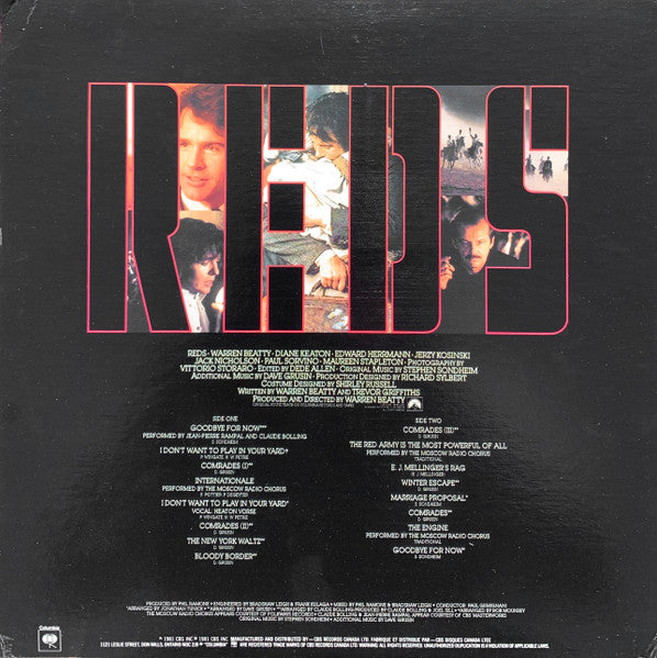 Various : Reds (Original Soundtrack Album) (LP)