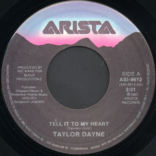 Taylor Dayne : Tell It To My Heart  (7", Single)