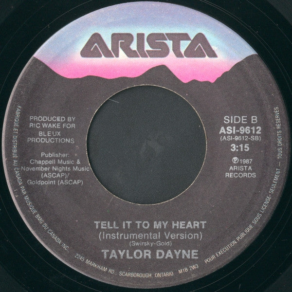 Taylor Dayne : Tell It To My Heart  (7", Single)