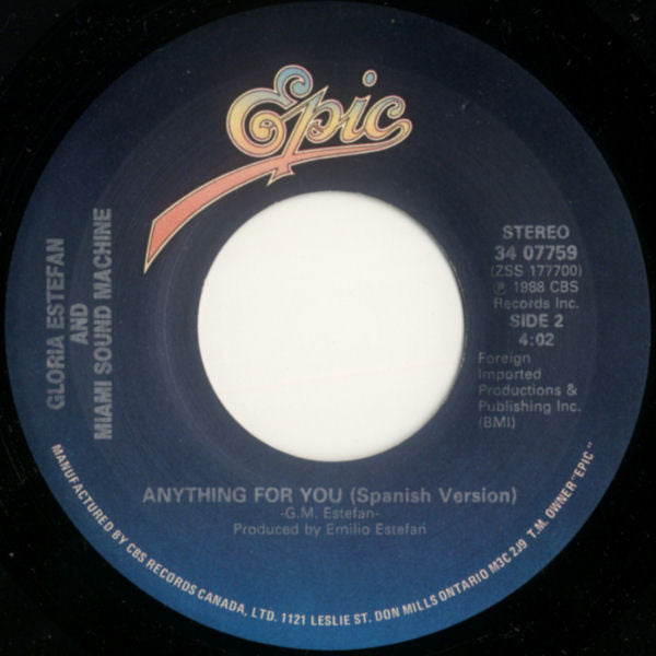 Gloria Estefan And Miami Sound Machine* : Anything For You (7", Single)