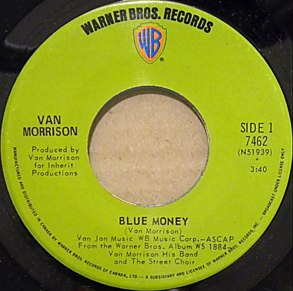 Van Morrison : Blue Money (7", Single)
