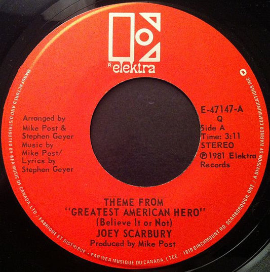 Joey Scarbury : Theme From "Greatest American Hero" (Believe It Or Not) (7", Single)