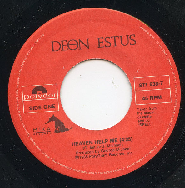 Deon Estus With Additional Vocals By George Michael : Heaven Help Me (7")