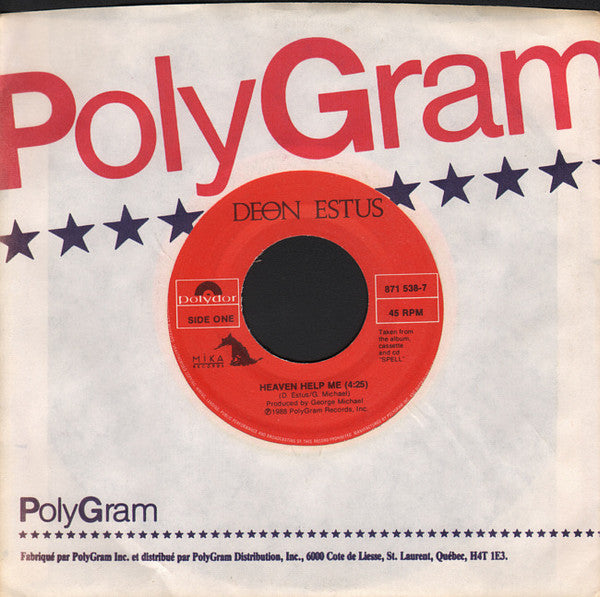 Deon Estus With Additional Vocals By George Michael : Heaven Help Me (7")