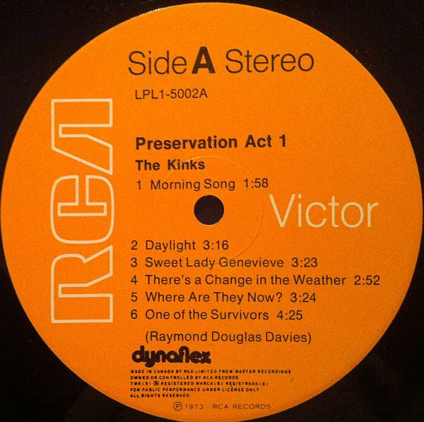 The Kinks : Preservation Act 1 (LP, Album)