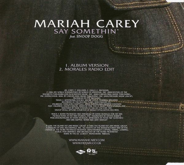 Mariah Carey Feat. Snoop Dogg : Say Somethin' (CD, Single)