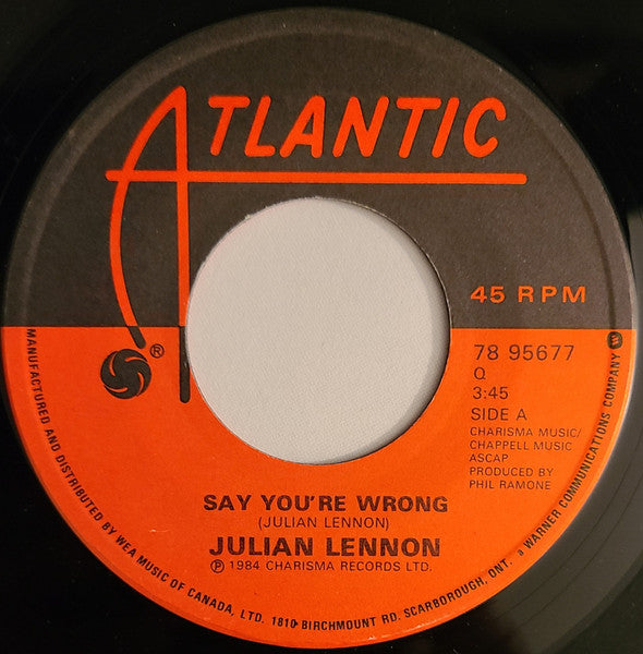 Julian Lennon : Say You're Wrong (7", Single)