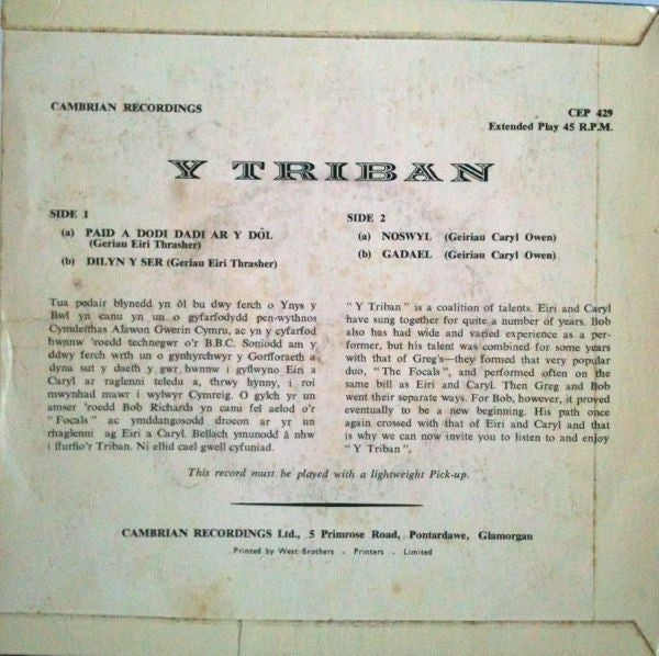 Y Triban* : Paid A Dodi Dadi Ar Y Dôl (7", EP)
