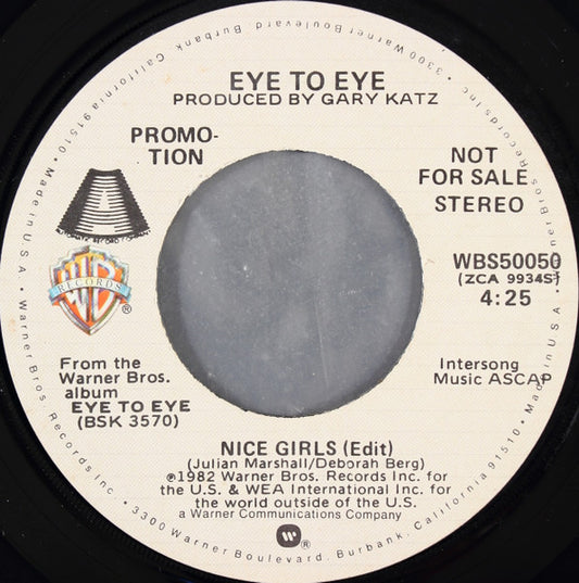 Eye To Eye (2) : Nice Girls (7", Mono, Promo)
