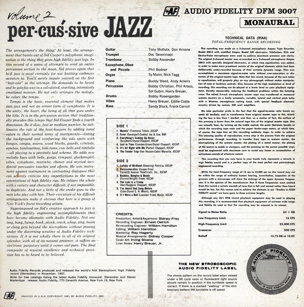 Sid Cooper And Orchestra : Percussive Jazz Vol. 2 (LP, Album, Mono)