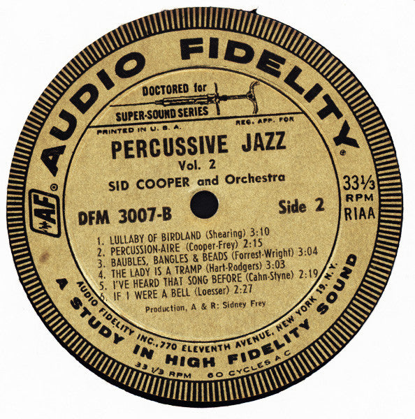 Sid Cooper And Orchestra : Percussive Jazz Vol. 2 (LP, Album, Mono)