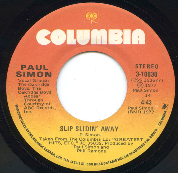 Paul Simon : Slip Slidin' Away (7", Single)