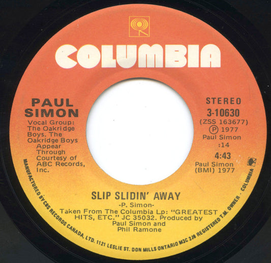 Paul Simon : Slip Slidin' Away (7", Single)