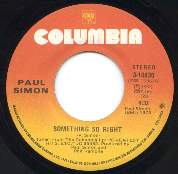Paul Simon : Slip Slidin' Away (7", Single)