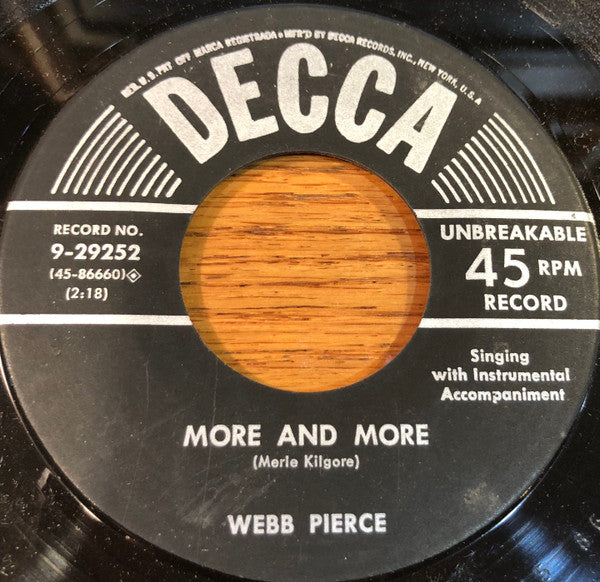 Webb Pierce : You're Not Mine Anymore / More And More (7", Single)