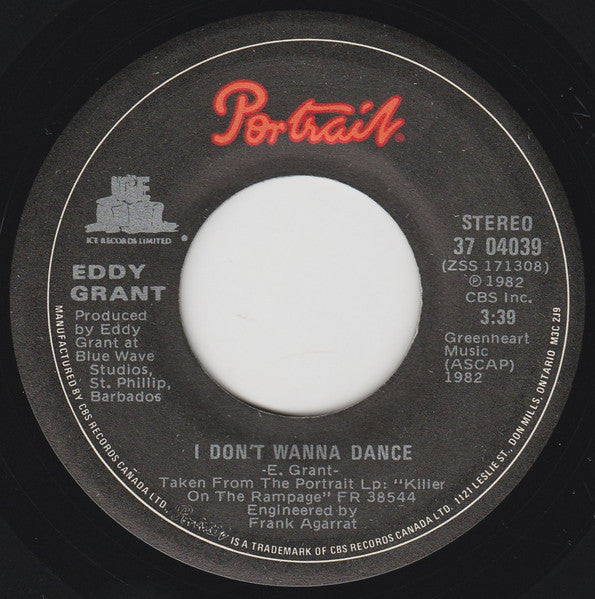 Eddy Grant : I Don't Wanna Dance (7", Single)