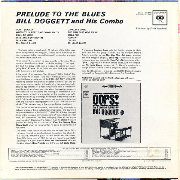 Bill Doggett Combo : Prelude To The Blues (LP, Album, Mono)