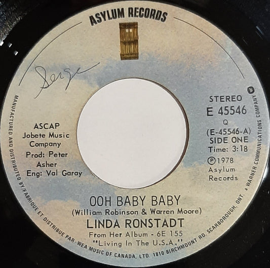 Linda Ronstadt : Ooh Baby Baby / Blowing Away (7")