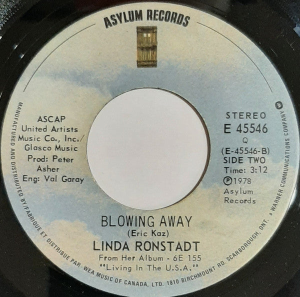 Linda Ronstadt : Ooh Baby Baby / Blowing Away (7")
