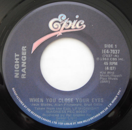 Night Ranger : When You Close Your Eyes (7", Single)