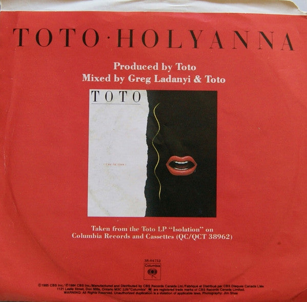 Toto : Holyanna (7", Single)
