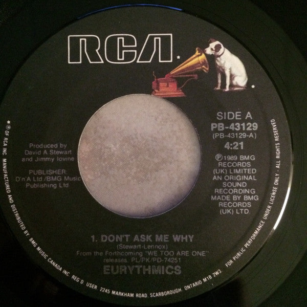 Eurythmics : Don't Ask Me Why / Rich Girl (7", Single)