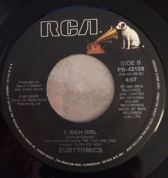 Eurythmics : Don't Ask Me Why / Rich Girl (7", Single)