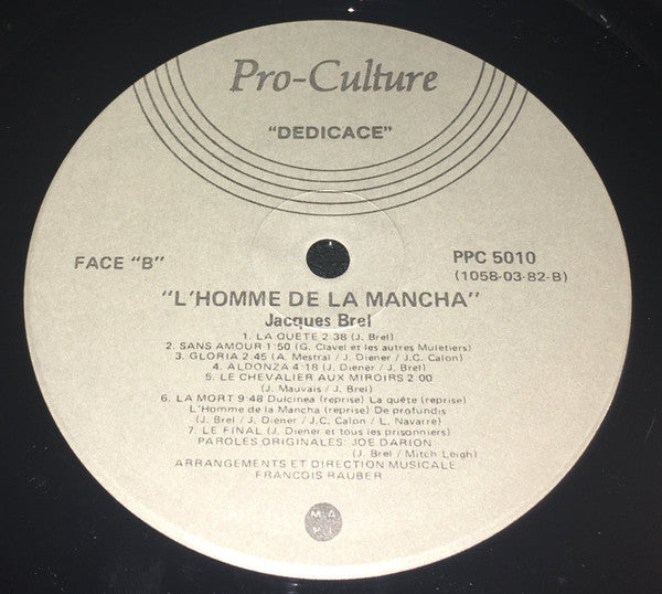 Jacques Brel : L'Homme De La Mancha (LP, Album)