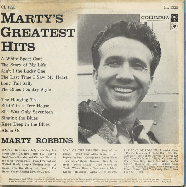 Marty Robbins : Marty's Greatest Hits (LP, Comp, Mono, 6-E)