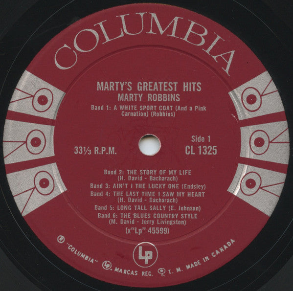 Marty Robbins : Marty's Greatest Hits (LP, Comp, Mono, 6-E)