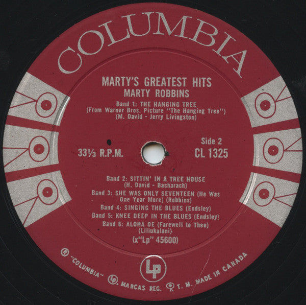Marty Robbins : Marty's Greatest Hits (LP, Comp, Mono, 6-E)