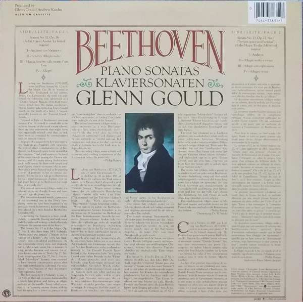 Ludwig van Beethoven - Glenn Gould : Sonatas No. 12 Op. 26 / No. 13 Op. 27, No. 1 (LP, Album)