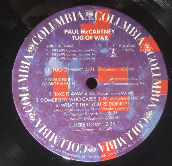 Paul McCartney : Tug Of War (LP, Album, Cus)