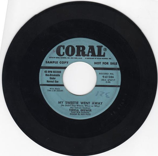 Teresa Brewer : My Sweetie Went Away / Time (7", Promo)