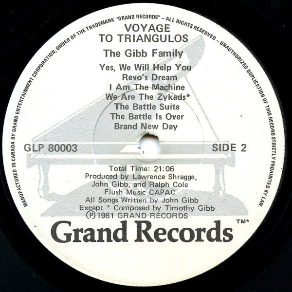 The Gibb Family : Voyage To Triangulos (A Musical Space Adventure) (LP, Album)