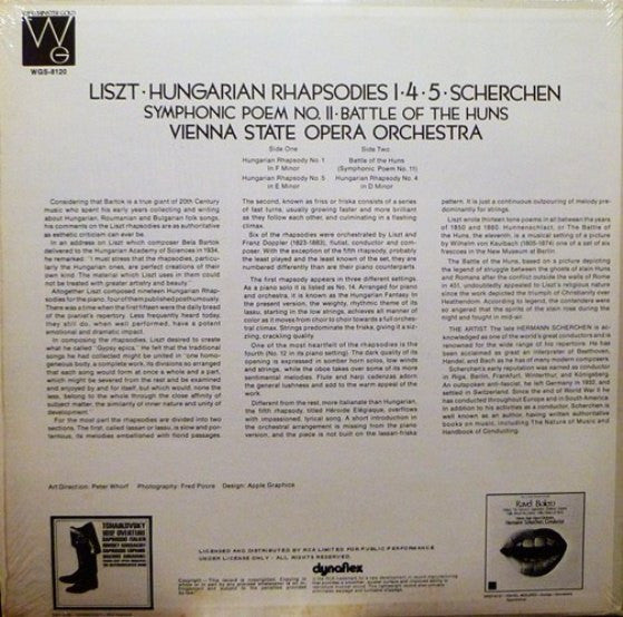 Liszt* - Scherchen*, Vienna State Opera Orchestra* : Hungarian Rhapsodies 1 • 4 • 5 / Symphonic Poem No.11•Battle Of The Huns (LP, Album)