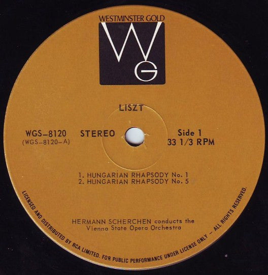 Liszt* - Scherchen*, Vienna State Opera Orchestra* : Hungarian Rhapsodies 1 • 4 • 5 / Symphonic Poem No.11•Battle Of The Huns (LP, Album)