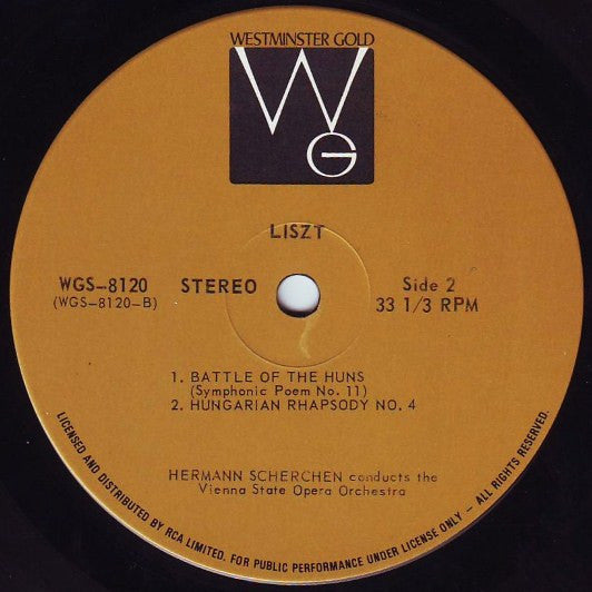 Liszt* - Scherchen*, Vienna State Opera Orchestra* : Hungarian Rhapsodies 1 • 4 • 5 / Symphonic Poem No.11•Battle Of The Huns (LP, Album)