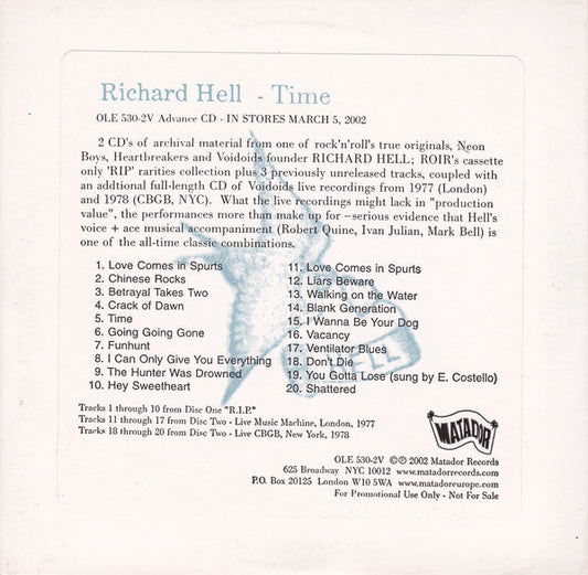 Richard Hell : Time (CD, Comp, Promo)