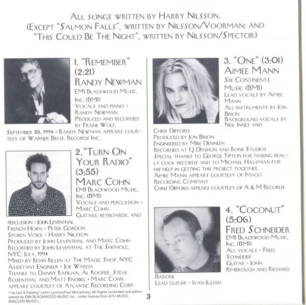Various : For The Love Of Harry: Everybody Sings Nilsson (CD, Album, Club)