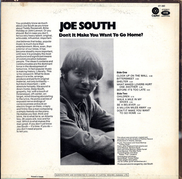 Joe South : Don't It Make You Want To Go Home (LP, Album)