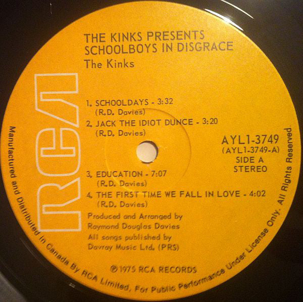 The Kinks : The Kinks Present Schoolboys In Disgrace (LP, Album, RE)