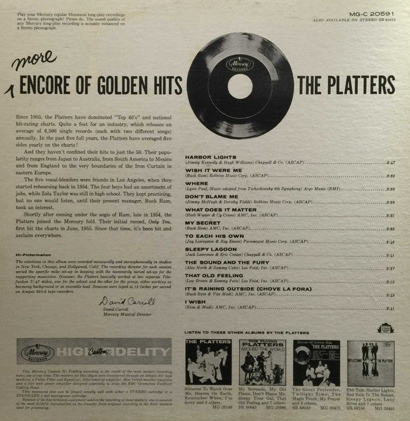 The Platters : More Encore Of Golden Hits (LP, Comp, Mono)