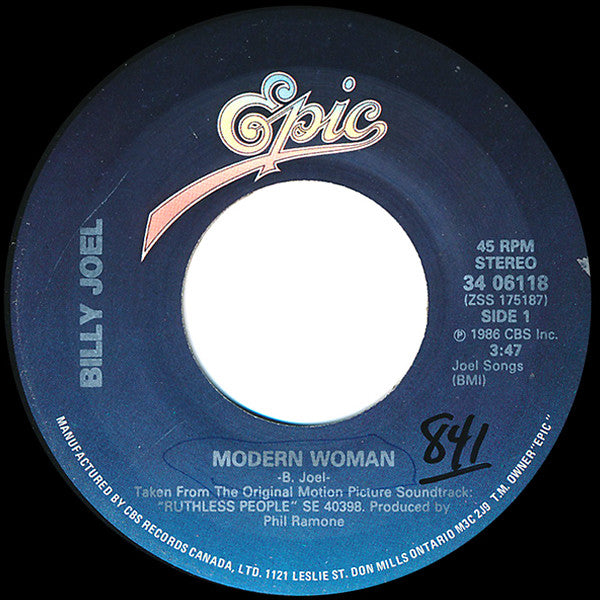 Billy Joel : Modern Woman (7", Single)