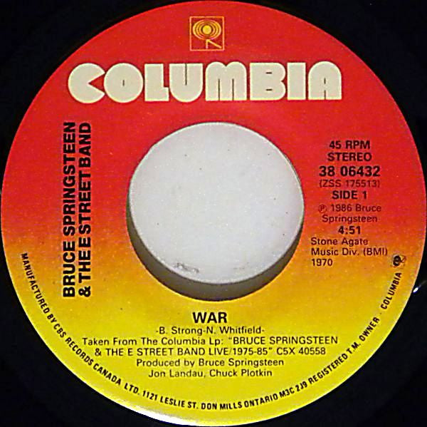Bruce Springsteen & The E-Street Band : War (7", Single)