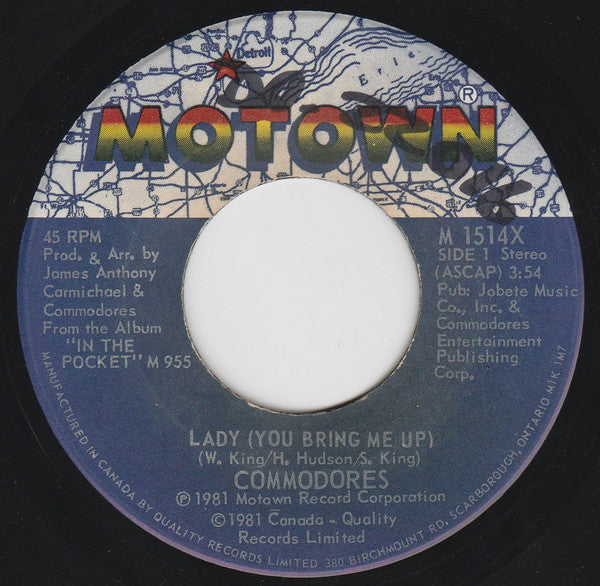 Commodores : Lady (You Bring Me Up) (7", Single)