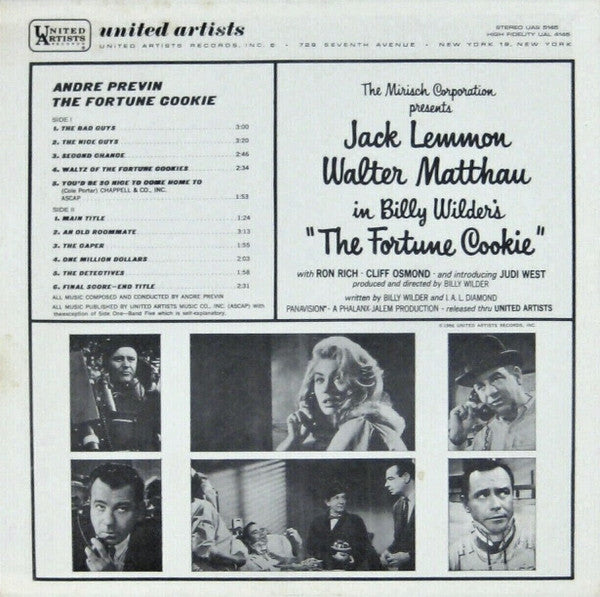 André Previn : The Fortune Cookie:  Original Motion Picture Sound Track (LP, Album, Mono)