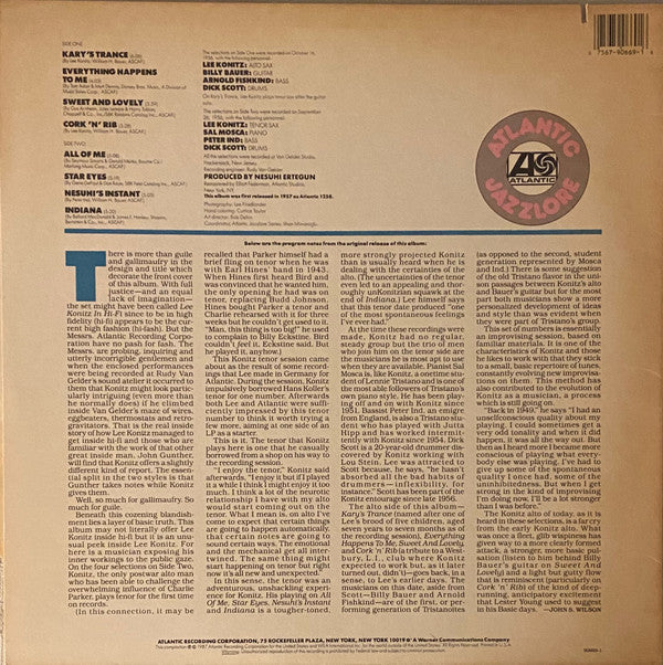 Lee Konitz : Inside Hi-Fi (LP, Album, Comp, RE)