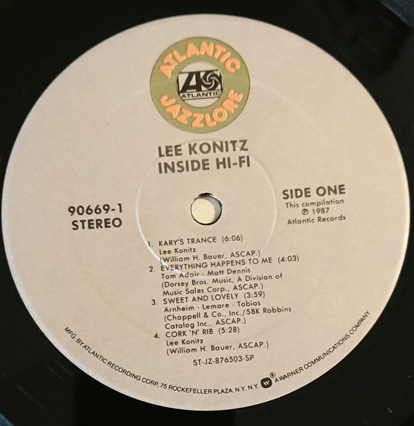 Lee Konitz : Inside Hi-Fi (LP, Album, Comp, RE)