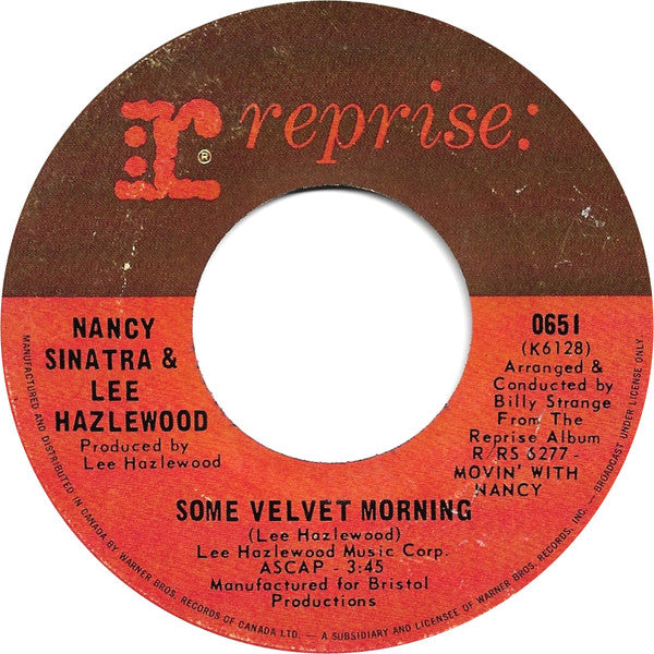 Nancy Sinatra & Lee Hazlewood : Some Velvet Morning (7", Single)